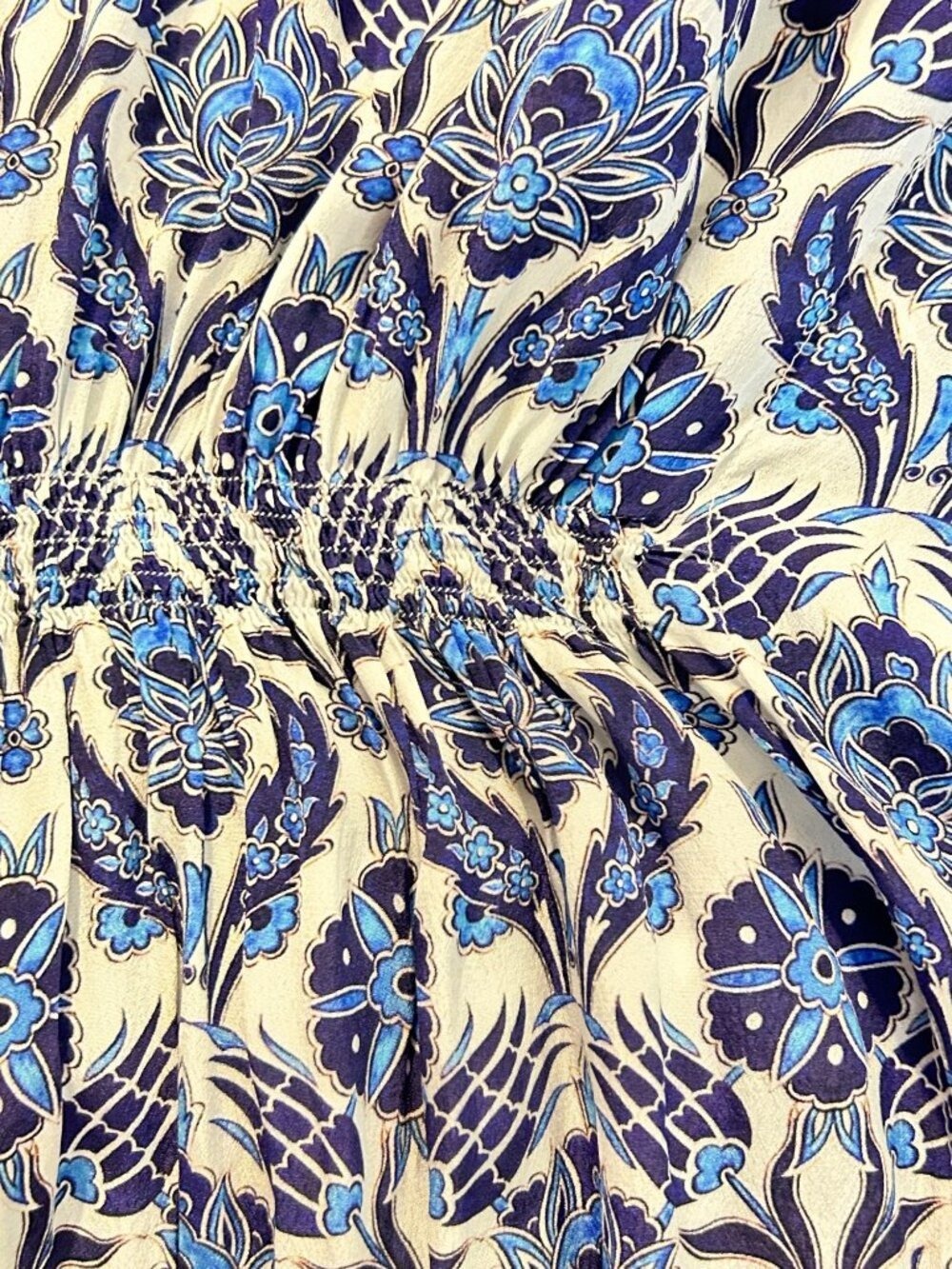 Rujuta Sheth x Anthropologie Marie White Blue Lotus Maxi Kaftan Dress - S / M - Picture 8 of 8